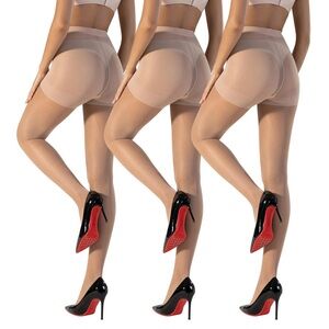 Honeysea 3 Pairs Women's Sheer Tights - Nude  Velvet Pantyhose 120D size M.